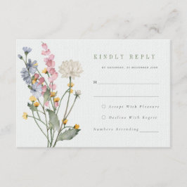 Romantische weidebloemen Huwelijk RSVP Kaart