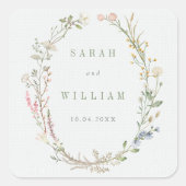 Romantische weidebloemen Huwelijk Sticker (Voorkant)