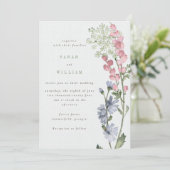 Romantische weidebloemen Huwelijksuitnodiging Kaart (Staand voorkant)