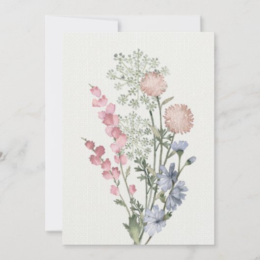 Romantische weidebloemen Huwelijksuitnodiging Kaart (Achterkant)