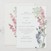Romantische weidebloemen Huwelijksuitnodiging Kaart (Voorkant / Achterkant)