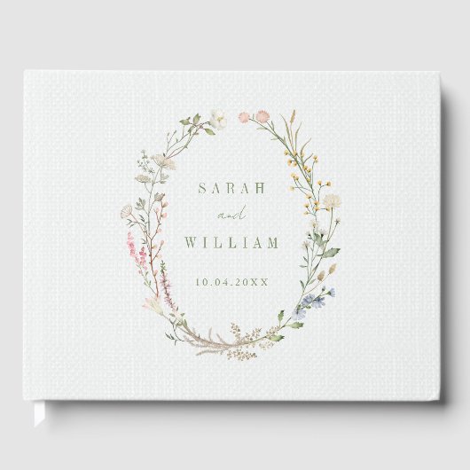 Romantische weidebloemen Trouwen Guest Book Gastenboek (Voorkant)