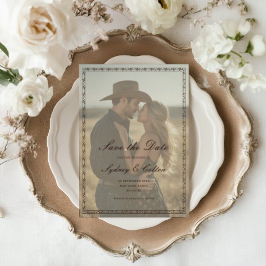 Romantische Western Ranch Huwelijk Save The Date