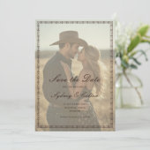 Romantische Western Ranch Huwelijk Save The Date (Staand voorkant)