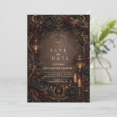 Romantische Westerse Gotische Bruiloft Save The Date (Staand voorkant)