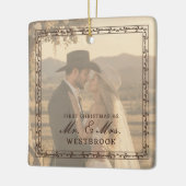 Romantische Westerse Ranch Bruiloft Keramisch Ornament (Links)