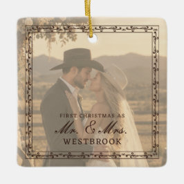 Romantische Westerse Ranch Bruiloft Keramisch Ornament