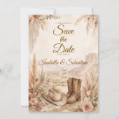 Romantische Westerse Woestijn Bruiloft Save The Date (Voorkant)