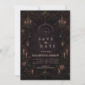 Romantische Whimsy Goth-huwelijk Save The Date (Voorkant)