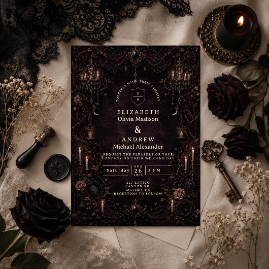 Romantische Whimsy Goth Trouwdag Kaart