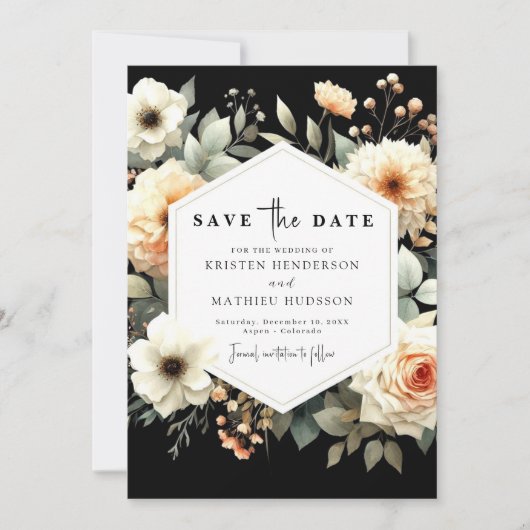 Romantische Whimsy Peach bruiloft Save The Date (Voorkant)