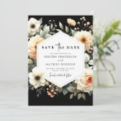 Romantische Whimsy Peach bruiloft Save The Date (Staand voorkant)