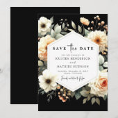 Romantische Whimsy Peach bruiloft Save The Date (Voorkant / Achterkant)