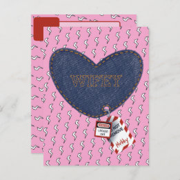 Romantische Wifey Hubby Elektrisch Lock Label Hart Briefkaart