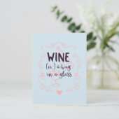 Romantische wijn is een knuffel in een glas briefkaart (Staand voorkant)