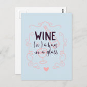Romantische wijn is een knuffel in een glas briefkaart (Voorkant / Achterkant)