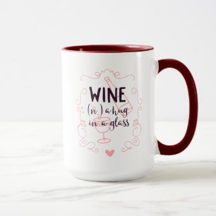 Romantische wijn is een knuffel in een glas mok