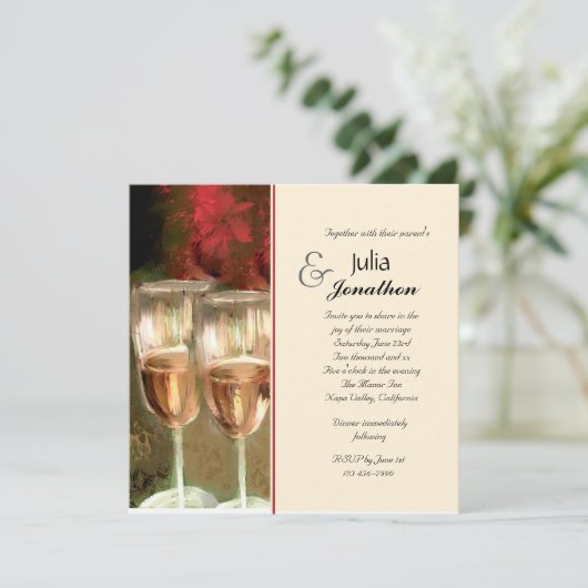 Romantische wijnbril en uitnodiging tot weduwschap (Staand voorkant)