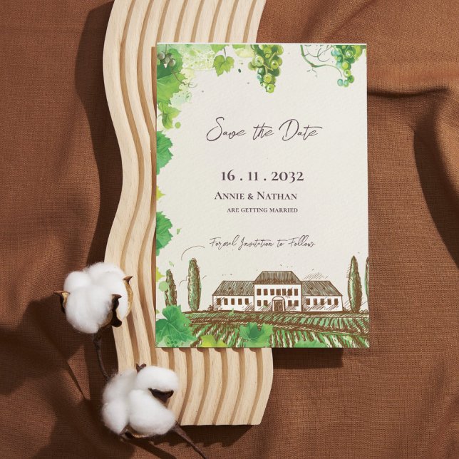 Romantische wijngaard bruiloft Save the Date (Romantic Grapevine Vineyard Wedding Save the Date)