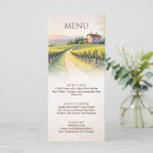 Romantische Wijngaard Rustieke Bruiloft Menu (Staand voorkant)
