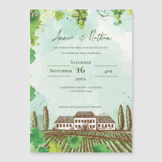 Romantische wijngaard & wijnstok bruiloft uitnodig