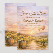 Romantische wijngaard zonsondergang Save The Date (Voorkant / Achterkant)