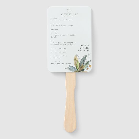 Romantische wijngaarden Minimaal Groen Blauw Garde Handwaaier (Voorkant)