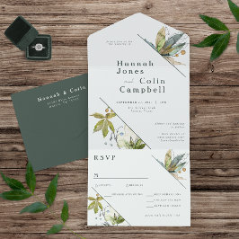 Romantische wijngaarden Minimale tuinblauw All In One Uitnodiging