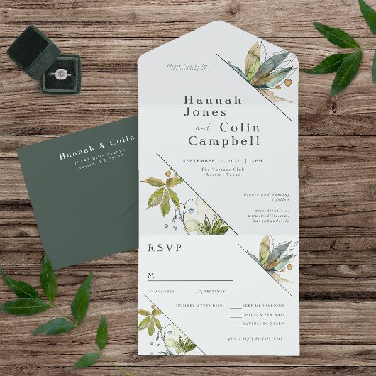 Romantische wijngaarden Minimale tuinblauw All In One Uitnodiging