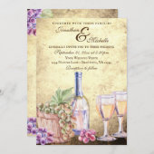 Romantische wijngaardwijn in één bruiloft kaart (Voorkant / Achterkant)