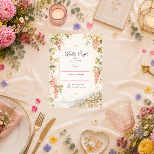Romantische wijnhuwelijk RSVP kaartje