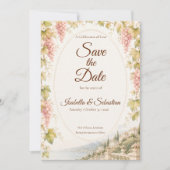 Romantische wijnhuwelijk save the date (Voorkant)