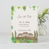 Romantische wijnstok wijn Country Vineyard bruilof Save The Date (Staand voorkant)