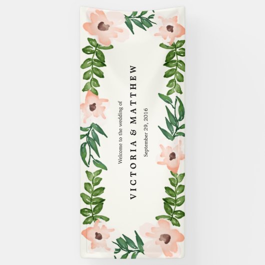 Romantische wijnstokken extra grote bruiloft banne spandoek (Verticaal)