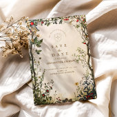 Romantische Wild Garden Wedding Save The Date