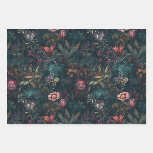 Romantische Wildbloemen Roze en Groene Decoupage Inpakpapier Vel (Voorkant 2)