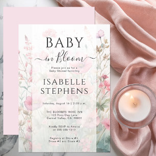 Romantische Wilde Bloem Baby in Bloei Baby Shower Kaart