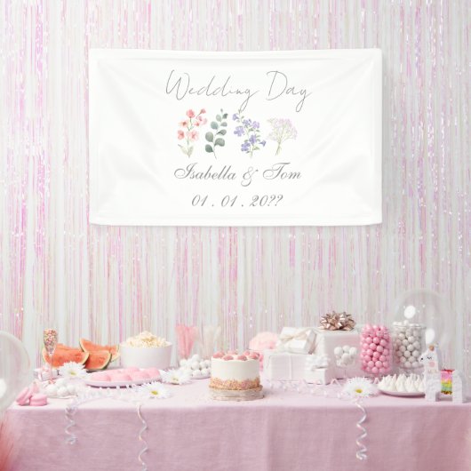Romantische Wilde Bloem Botanische Lavendel Bruilo Spandoek (Feest)