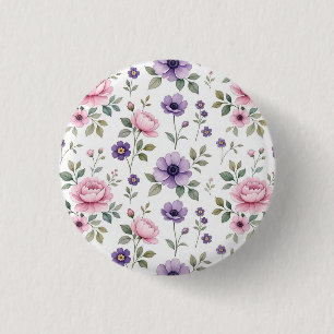 Romantische Wilde Bloem Botanische Speld Knoop Ronde Button 3,2 Cm