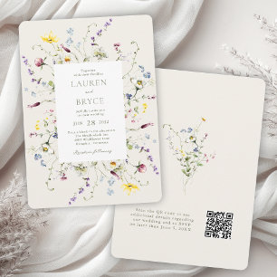 Romantische Wilde Bloemen Botanische Trouw QR-code Kaart