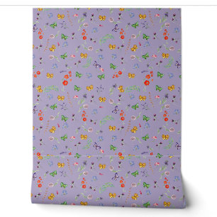 Romantische wilde bloemen patroon behang