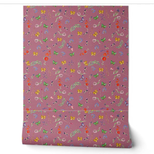 Romantische wilde bloemen patroon behang