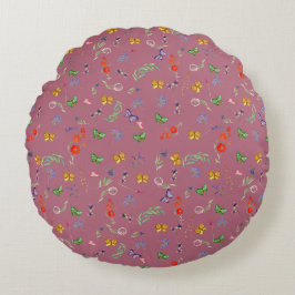 Romantische wilde bloemen patroon rond kussen