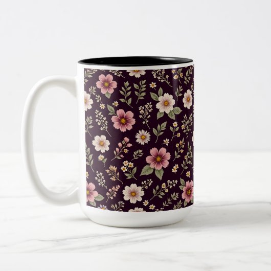 Romantische wilde bloemen Plum Mok (Links)