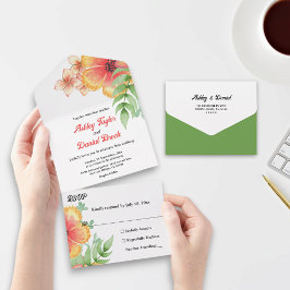 Romantische wilde bloemen rustieke Herfst bloemenb All In One Uitnodiging