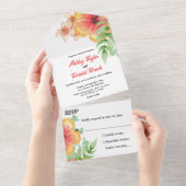 Romantische wilde bloemen rustieke Herfst bloemenb All In One Uitnodiging (Afscheurbaar)