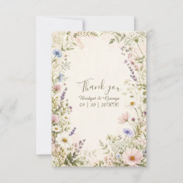 Romantische Wilde Bloemen Trouwtuin Frame Bedankkaart