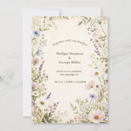 Romantische Wilde Bloemen Trouwtuin Frame Kaart