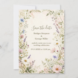 Romantische wilde bloemen trouwtuin kader kaart