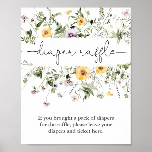 Romantische wilde bloemen veer Diaper-rolteken Poster (Voorkant)